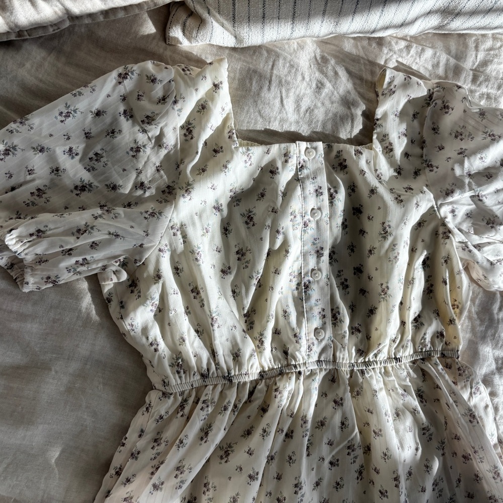 Square Neck Floral Ditsy Dress